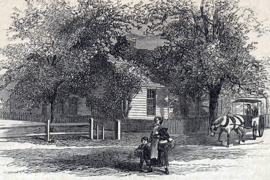 Stephen Douglas Birthplace, Brandon, Vermont,  summer 1866, artist's impression.