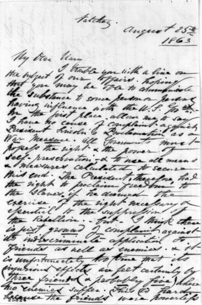 Stephen Duncan to Mary Duncan, August 25, 1863 (Page 1)