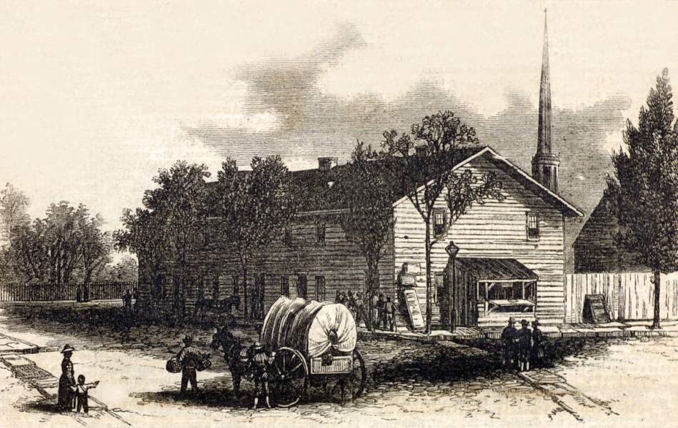 Freedmen's Bureau Offices, Richmond, Virginia, summer 1866, artist's impression.