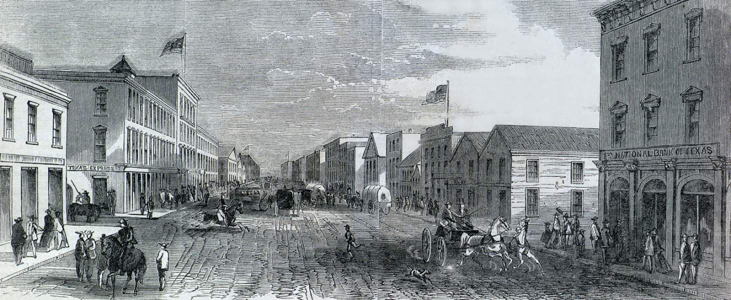 The Strand, Galveston, Texas, October 1866, artist's impression, zoomable image.