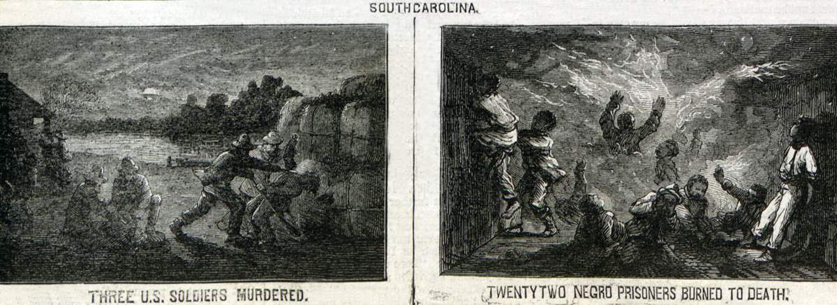 Thomas Nast, "Southern Justice," cartoon, Harper's Weekly Magazine, March 23, 1867, outer panel detail.