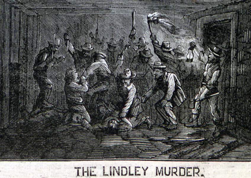 Thomas Nast, "Southern Justice," cartoon, Harper's Weekly Magazine, March 23, 1867, more panel detail.