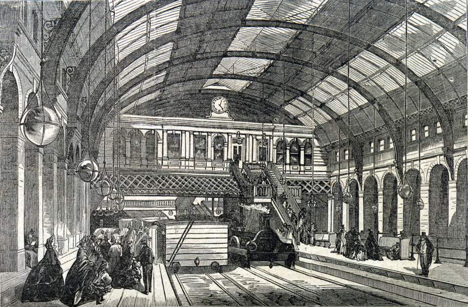 King's Cross Station on the new London Underground, late 1865, artist's impression, zoomable image.