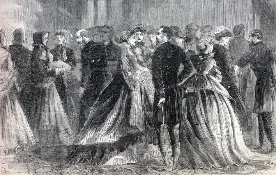 Female Lobbyists at the White House, Washington, DC, October 1866, artist's impression.