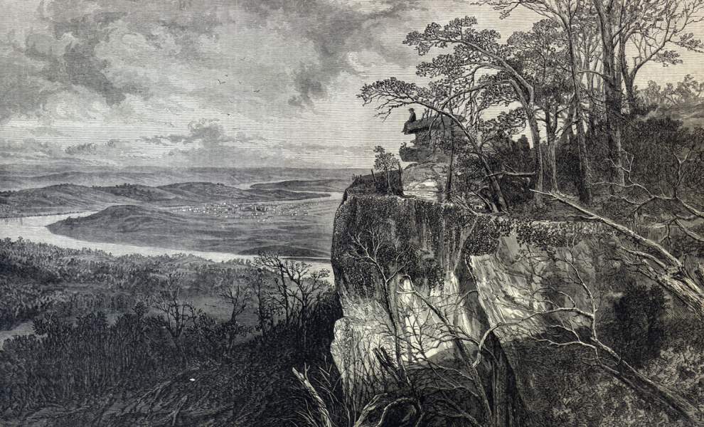Chattanooga, Tennessee, viewed from Lookout Mountain, summer 1866, artist's impression.