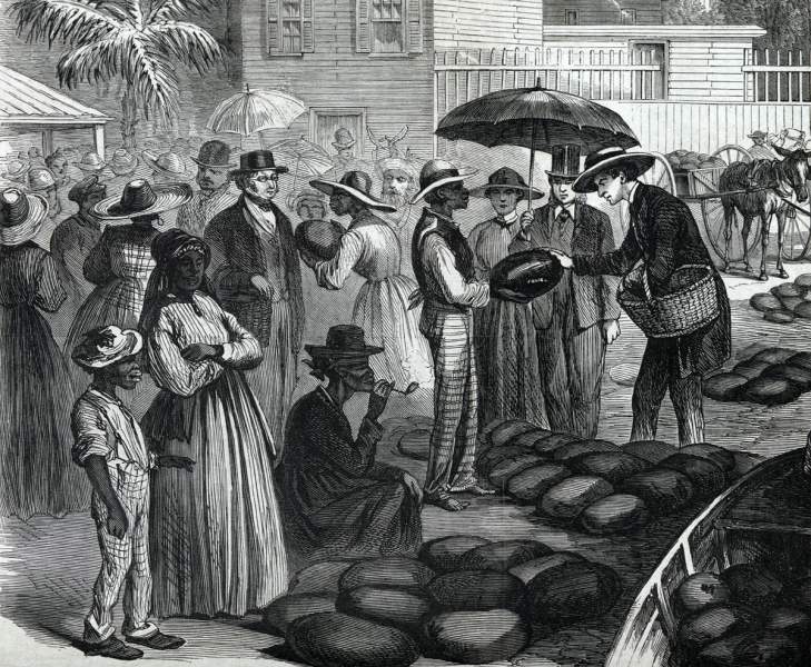 Watermelon Market, Charleston, South Carolina, summer 1866, artist's impression, detail.