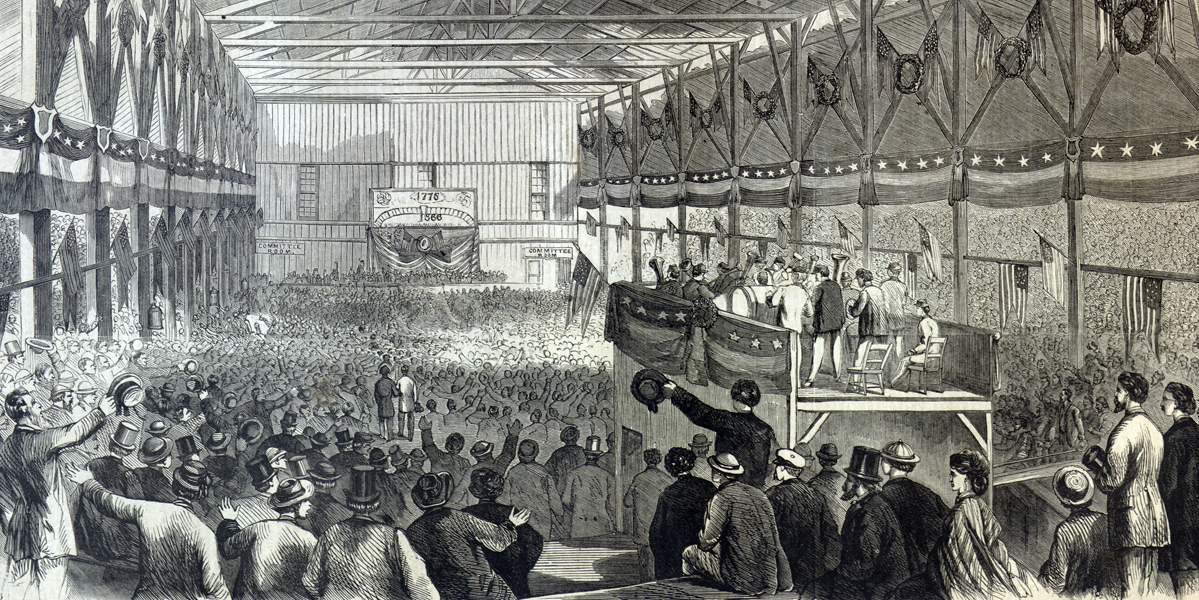 The National Union Convention, Philadelphia, August 14, 1866, artist's impression, detail.