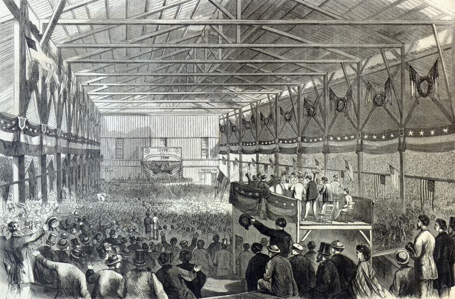 The National Union Convention, Philadelphia, August 14, 1866, artist's impression, zoomable image.
