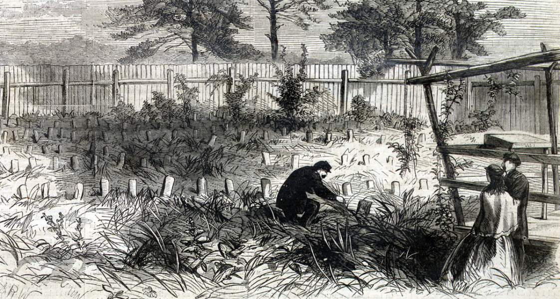 Union Prisoners' Cemetery, Charleston, South Carolina, May 1867, artist's impression.