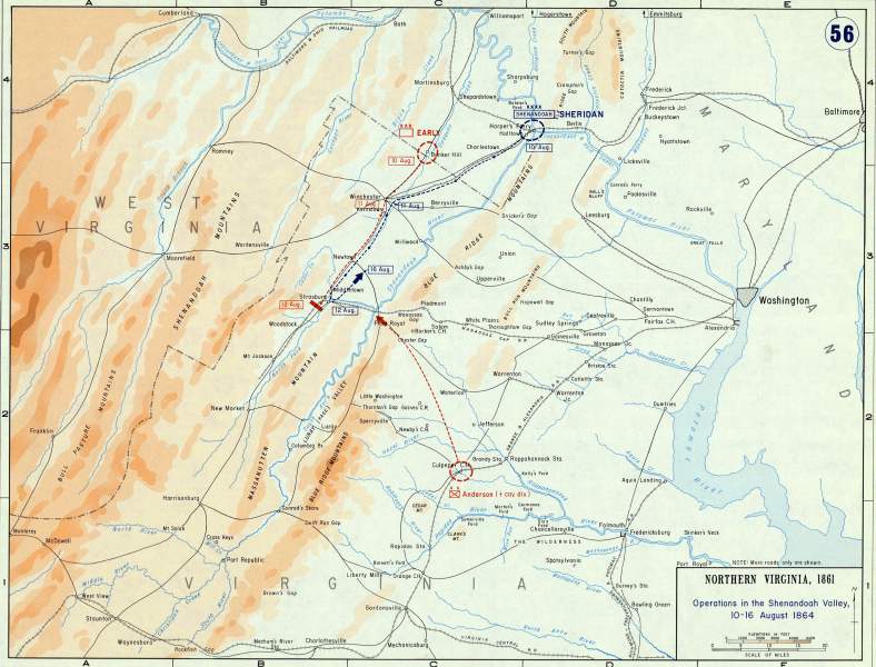 Shenandoah Valley Operations, 10-16 August, 1864, campaign map, zoomable image