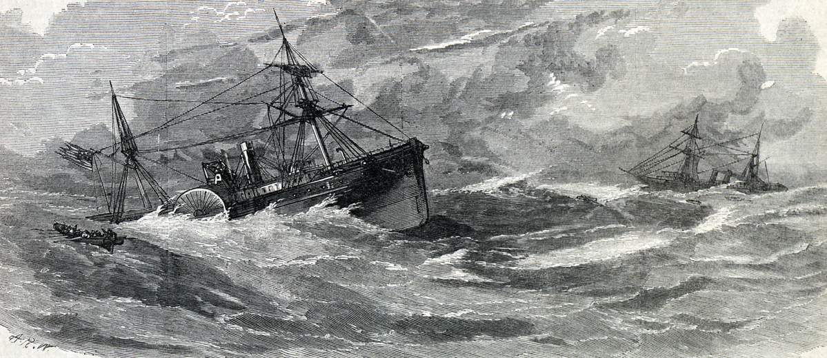 Sinking of the S.S. Daniel Webster, October 3, 1866, artist's impression.