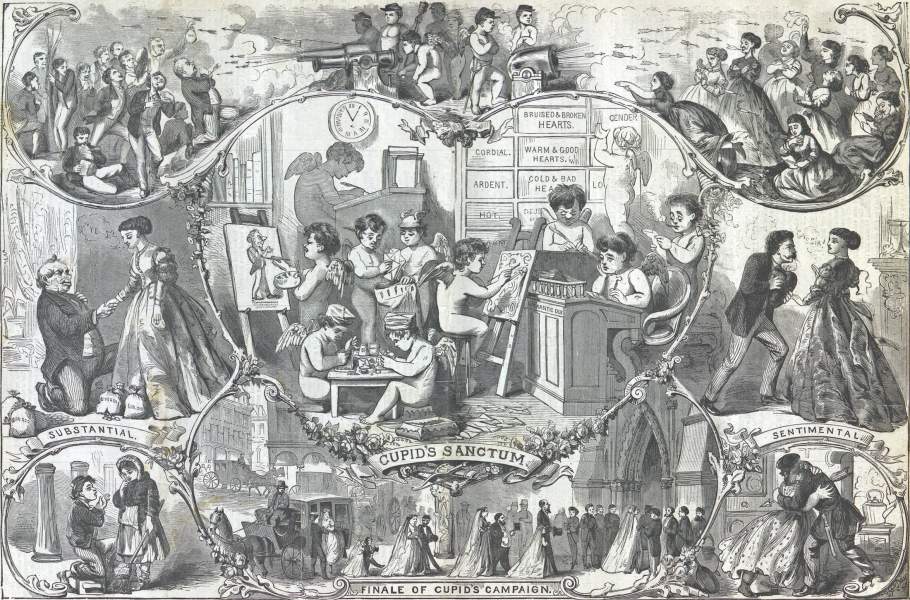 "Saint Valentine's Day, February 14, 1867," Harper's Weekly Magazine, February 16, 1867, zoomable image. 