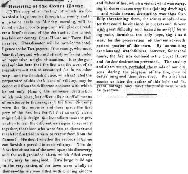 “Burning of the Court House,” Carlisle (PA) Herald, March 26, 1845