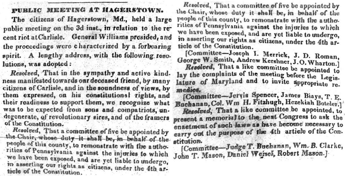 “Public Meeting at Hagerstown,” Carlisle (PA) American Volunteer, July 15, 1847