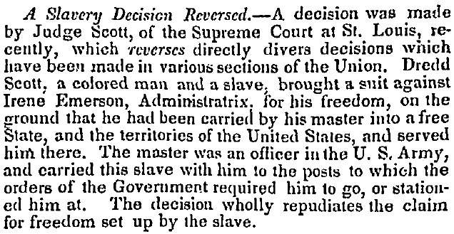 “A Slavery Decision Reversed,” Boston (MA) Investigator, May 12, 1852