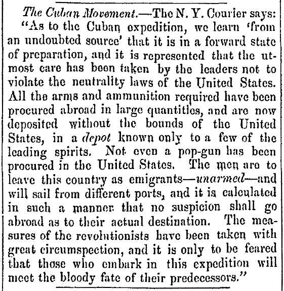 “The Cuban Movement,” Fayetteville (NC) Observer, November 11, 1852