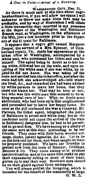 "A Case in Point," Richmond (VA) Dispatch, January 3, 1857