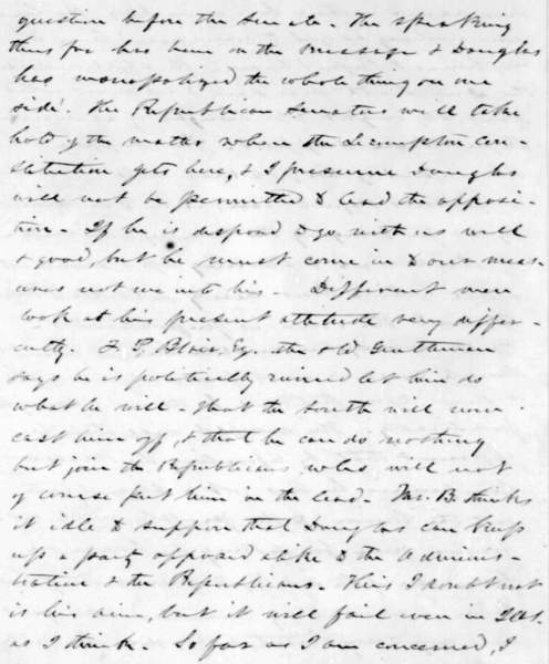 Lyman Trumbull to Abraham Lincoln, January 3, 1858 (Page 3)