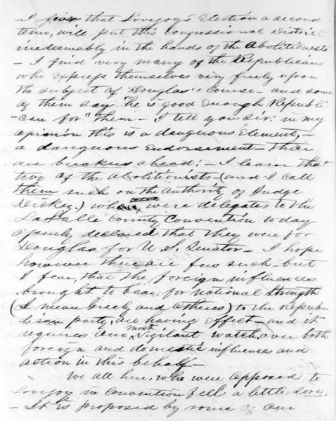 Ward Hill Lamon to Abraham Lincoln, June 9, 1858 (Page 2)