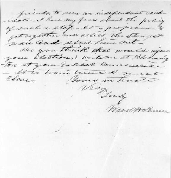 Ward Hill Lamon to Abraham Lincoln, June 9, 1858 (Page 3)