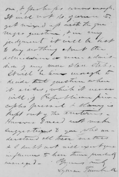 Lyman Trumbull to Abraham Lincoln, June 12, 1858 (Page 3)