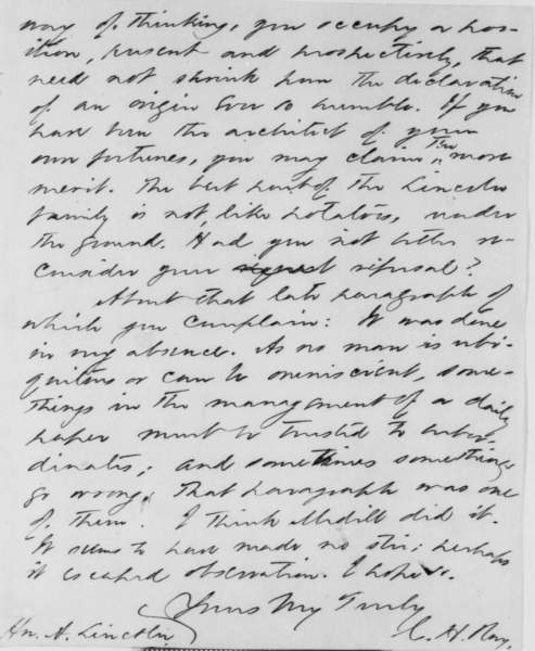 Charles H. Ray to Abraham Lincoln, July 1, 1858 (Page 2)