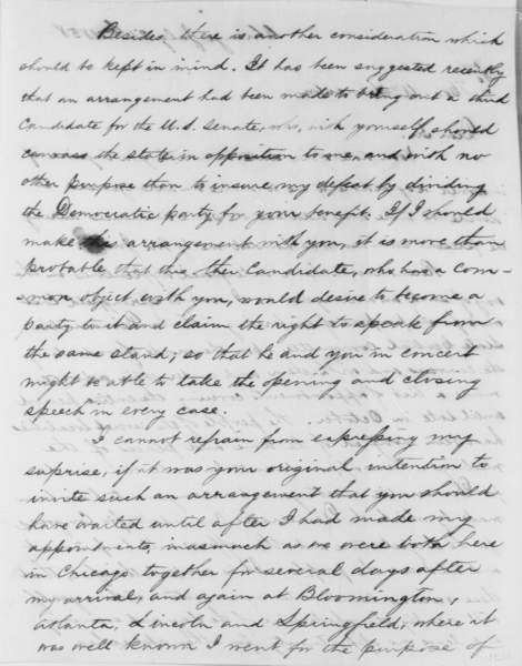Stephen Douglas to Abraham Lincoln, July 24, 1858 (Page 2)