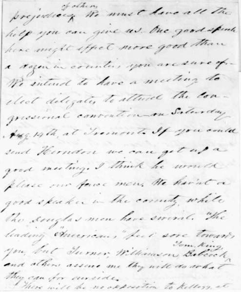 Thomas J. Pickett to Abraham Lincoln, August 3, 1858 (Page 3)
