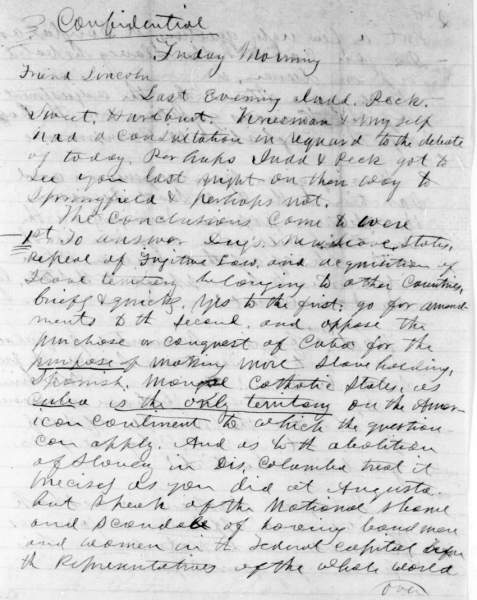 Joseph Medill to Abraham Lincoln, August 27, 1858 (Page 1)