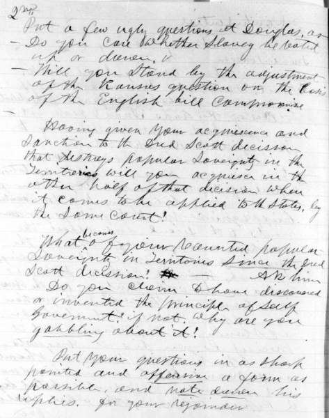 Joseph Medill to Abraham Lincoln, August 27, 1858 (Page 2)
