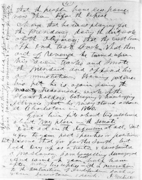 Joseph Medill to Abraham Lincoln, August 27, 1858 (Page 4)