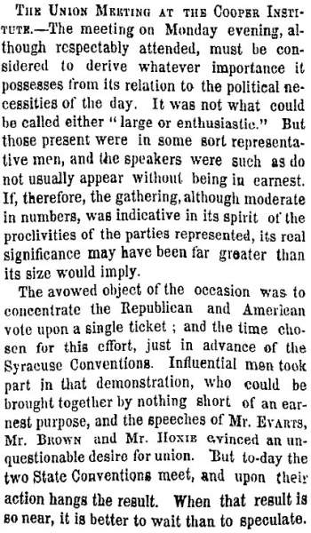 “The Union Meeting at the Cooper Institute,” New York Times, September 8, 1858