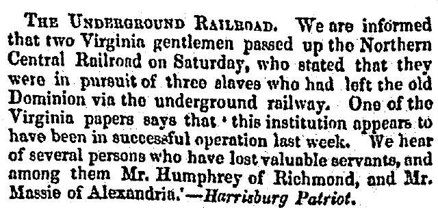 “The Underground Railroad,” Boston (MA) Liberator, October 8, 1858
