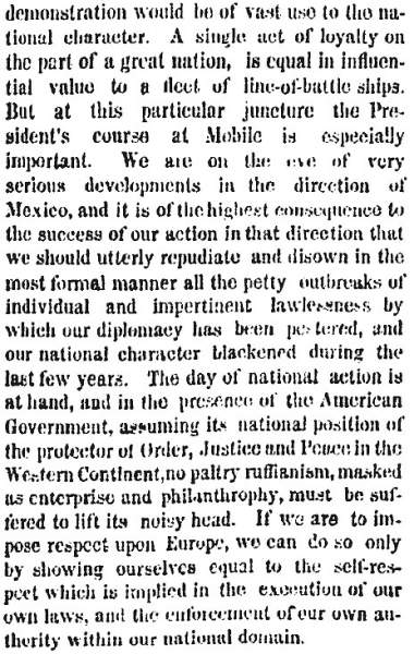 “The President and the Filibusters,” New York Times, November 23, 1858 (Page 2)