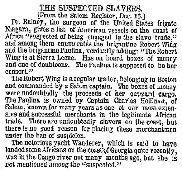 “The Suspected Slavers,” New York Herald, December 18, 1858