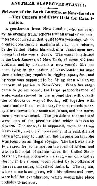 “Another Suspected Slaver,” New York Times, January 21, 1859