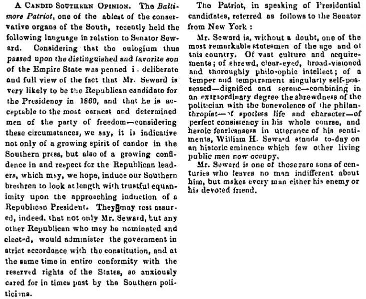 “A Candid Southern Opinion,” Bangor (ME) Whig and Courier, January 31, 1859
