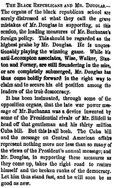 “The Black Republicans and Mr. Douglas,” New York Herald, February 22, 1859