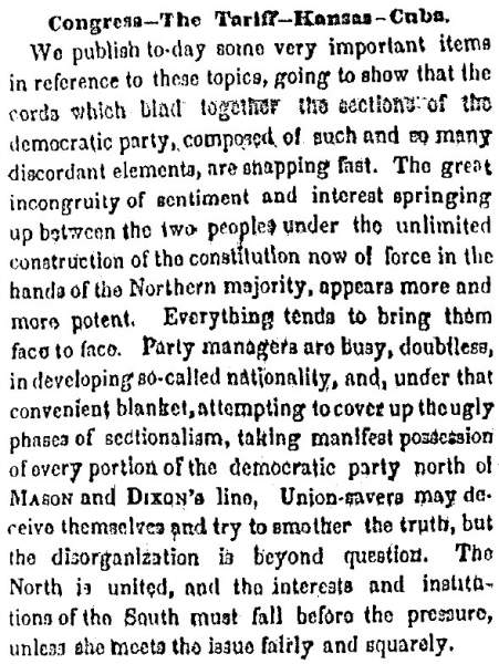 “Congress,” Charleston (SC) Mercury, February 28, 1859