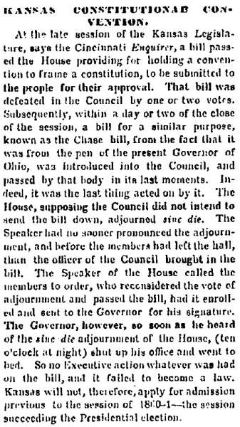 “Kansas Constitutional Convention,” Memphis (TN) Appeal, March 13, 1859