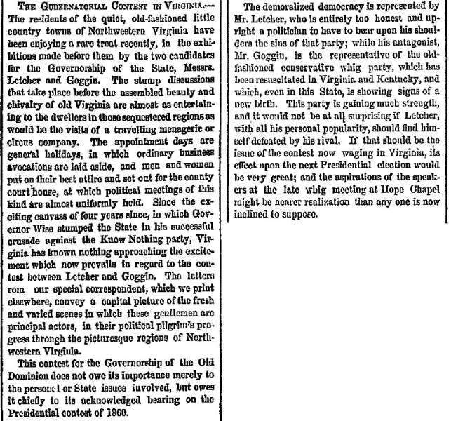 “The Gubernatorial Contest in Virginia,” New York Herald, April 3, 1859