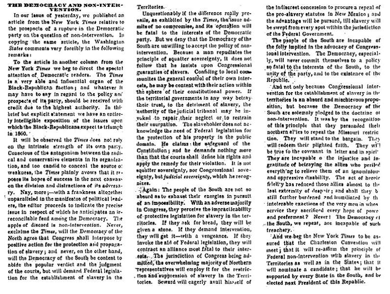 “The Democracy and Non-Intervention,” Memphis (TN) Appeal, April 13, 1859