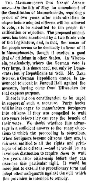“The Massachusetts Two Years’ Amendment,” New York Times, April 20, 1859