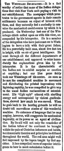 “The Winnebago Delegation,” New York Herald, April 24, 1859