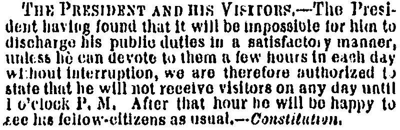 “The President and His Visitors,” New York Times, April 28, 1859