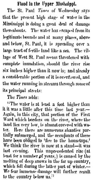 “Flood in the Upper Mississippi,” Milwaukee (WI) Sentinel, May 6, 1859