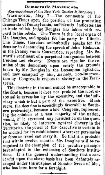 “Democratic Movements,” Boston (MA) Advertiser, May 10, 1859