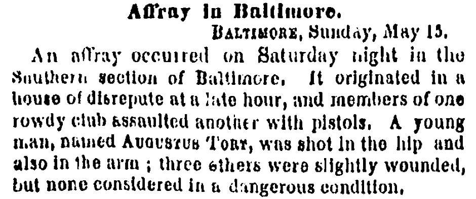 “Affray in Baltimore,” New York Times, May 16, 1859