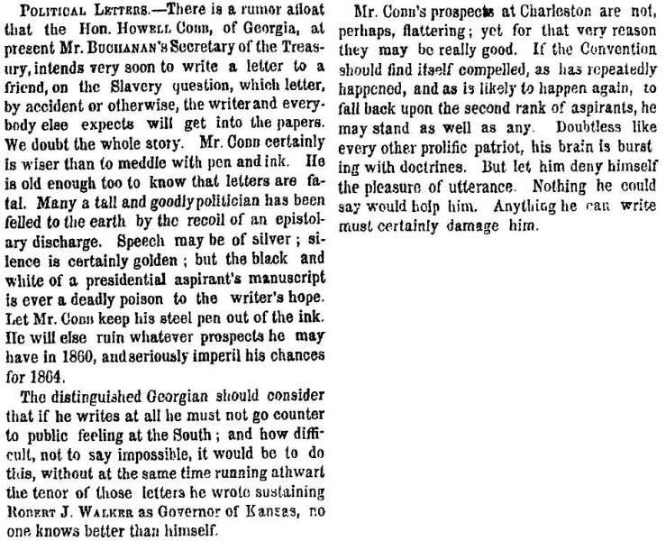 “Political Letters,” New York Times, June 16, 1859