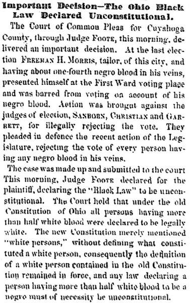 “Important Decision," Cleveland (OH) Herald, July 14, 1859